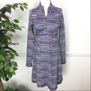 SOYBU Dress Zip Striped Stretch Purple Yoga  M NWT
